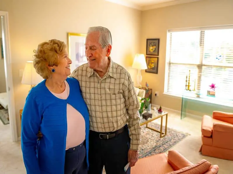 Two residents in their Assisted Living apartment
