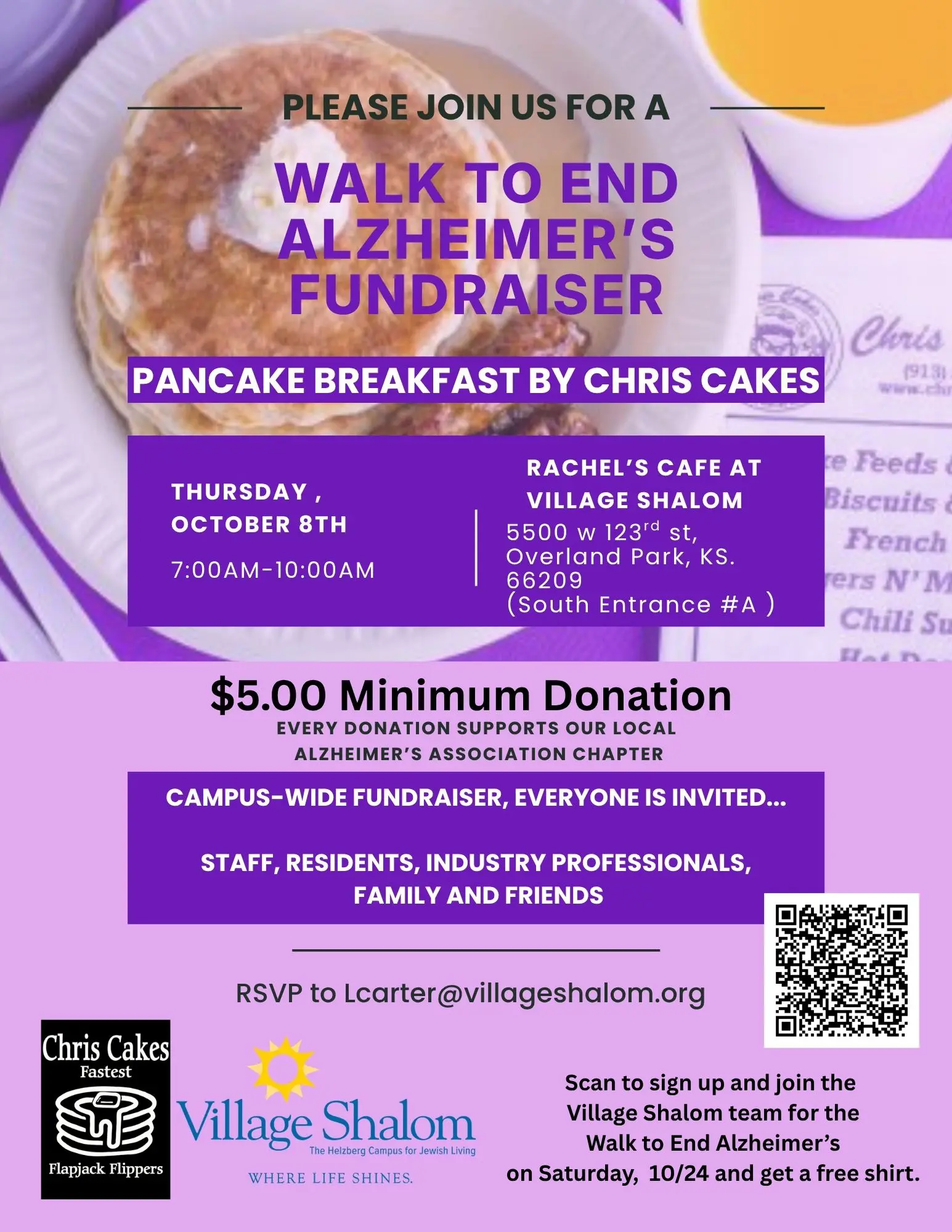 Pancake Breakfast fundraiser for the Walk to End Alzheimers