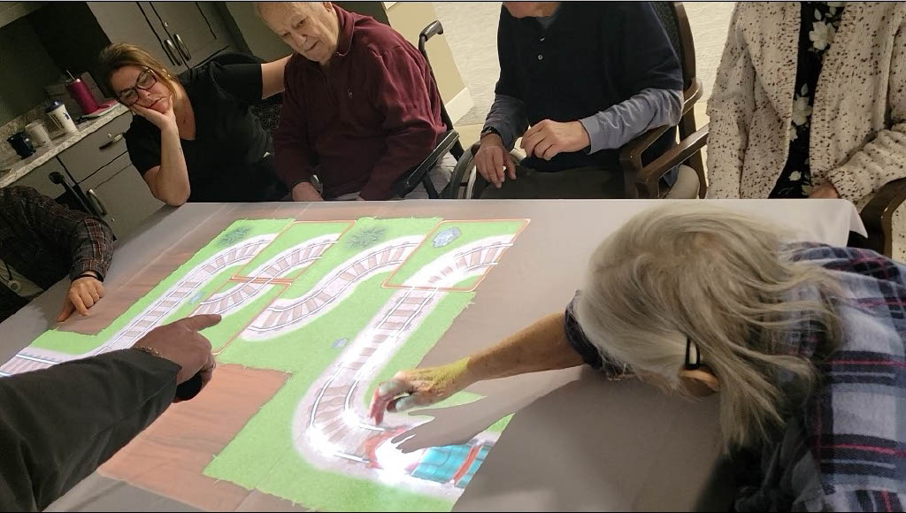 Woman using a video tool on a table